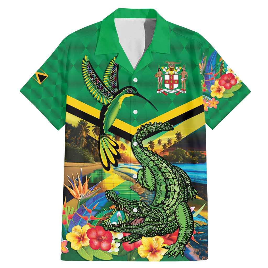 Jamica Hummingbird and Crocodiles Personalized Family Matching Mermaid Dress and Hawaiian Shirt