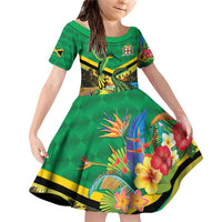 Jamica Hummingbird and Crocodiles Personalized Family Matching Off Shoulder Short Dress and Hawaiian Shirt
