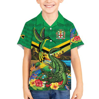Jamica Hummingbird and Crocodiles Personalized Family Matching Puletasi and Hawaiian Shirt