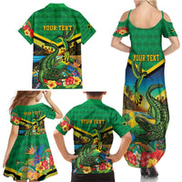 Jamica Hummingbird and Crocodiles Personalized Family Matching Summer Maxi Dress and Hawaiian Shirt