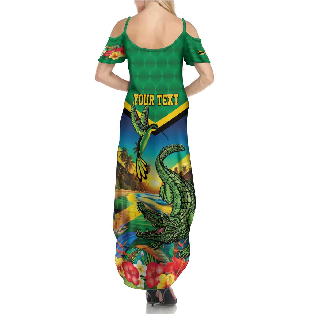 Jamica Hummingbird and Crocodiles Personalized Family Matching Summer Maxi Dress and Hawaiian Shirt