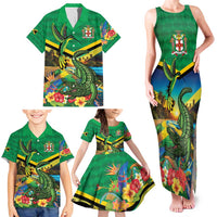 Jamica Hummingbird and Crocodiles Personalized Family Matching Tank Maxi Dress and Hawaiian Shirt