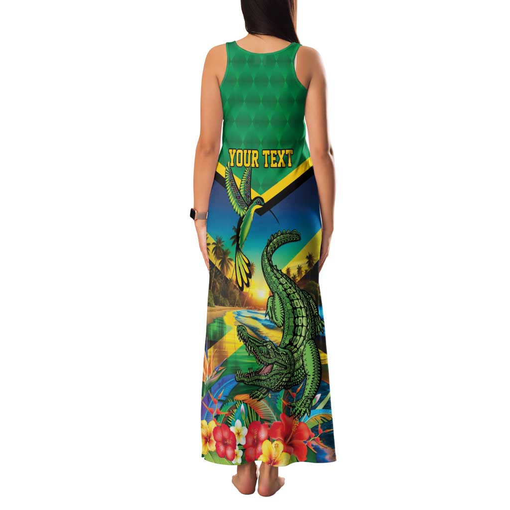 Jamica Hummingbird and Crocodiles Personalized Family Matching Tank Maxi Dress and Hawaiian Shirt