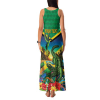 Jamica Hummingbird and Crocodiles Personalized Family Matching Tank Maxi Dress and Hawaiian Shirt