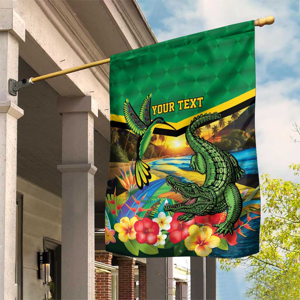 Jamica Hummingbird and Crocodiles Personalized Garden Flag