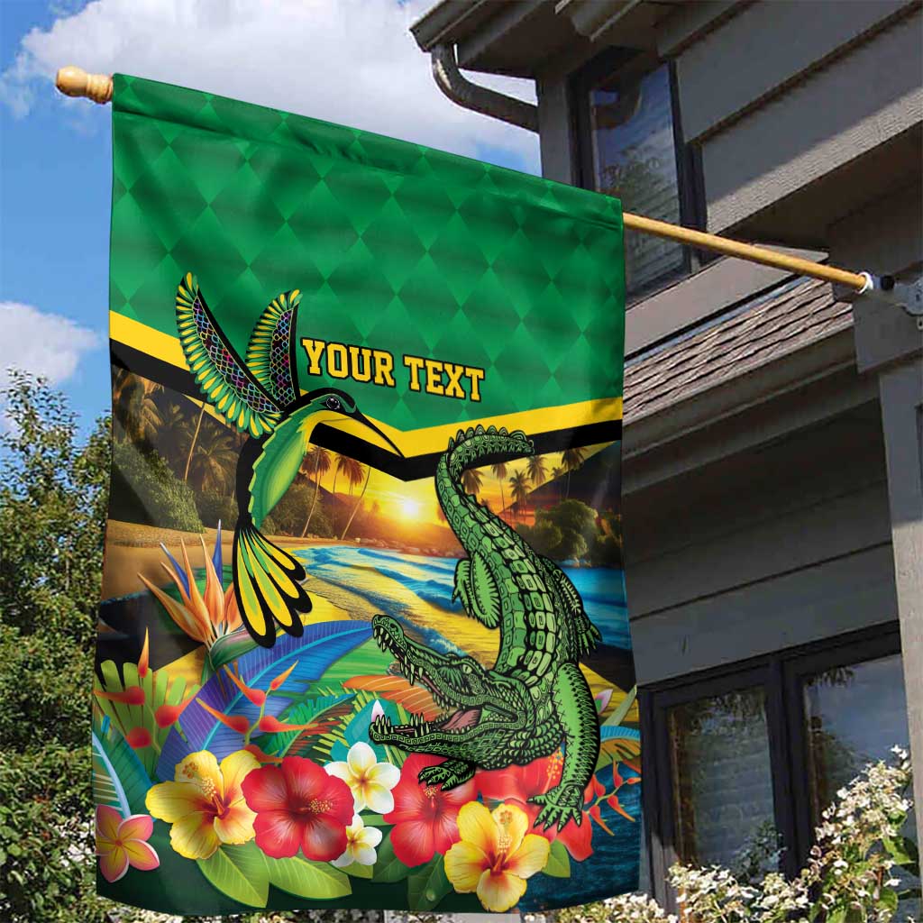 Jamica Hummingbird and Crocodiles Personalized Garden Flag