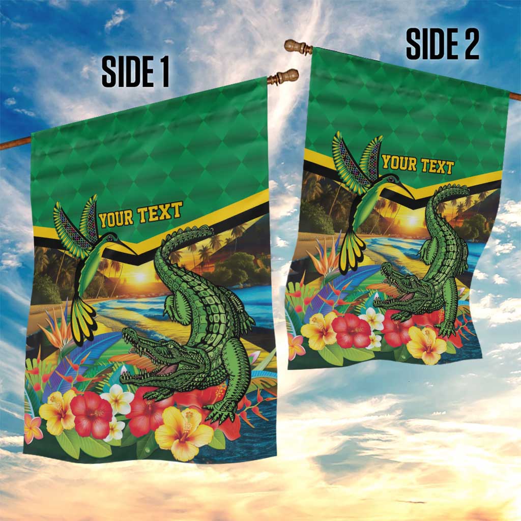Jamica Hummingbird and Crocodiles Personalized Garden Flag