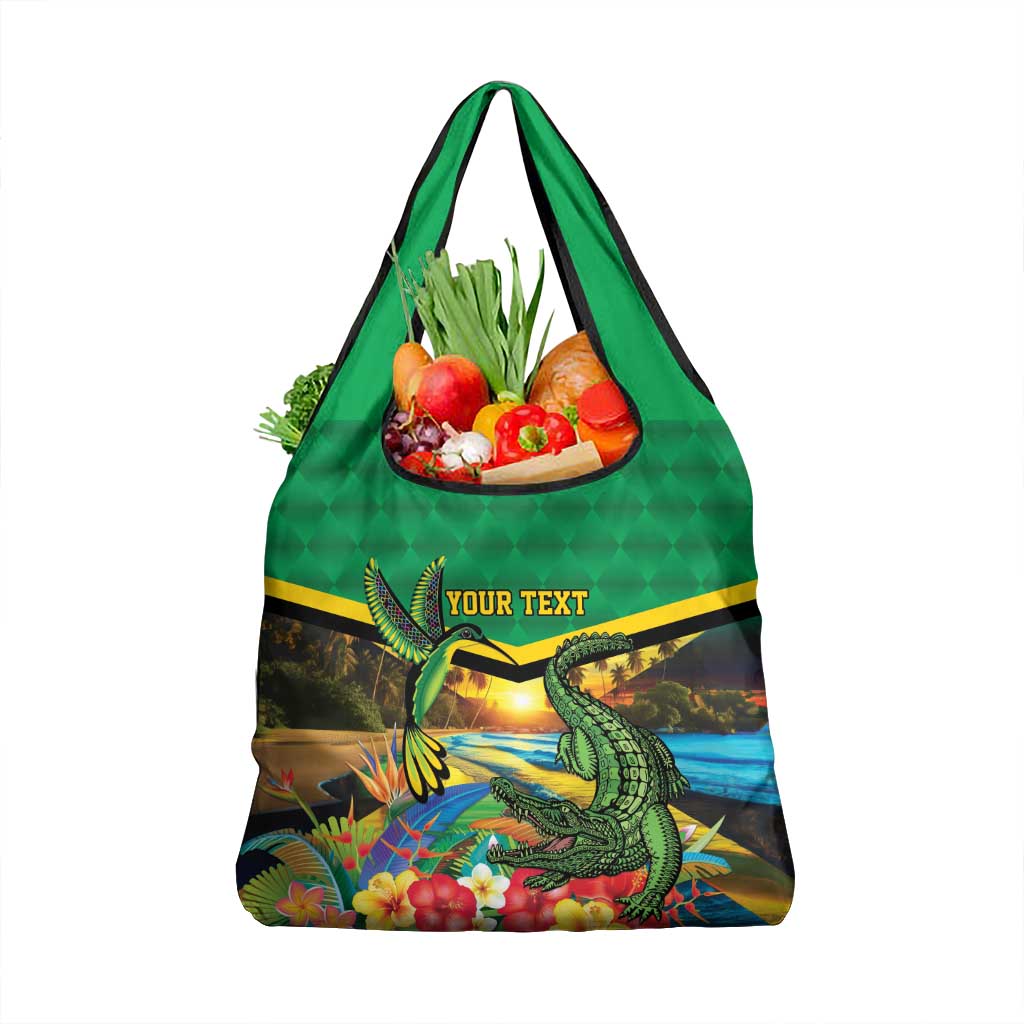 Jamica Hummingbird and Crocodiles Personalized Grocery Bag