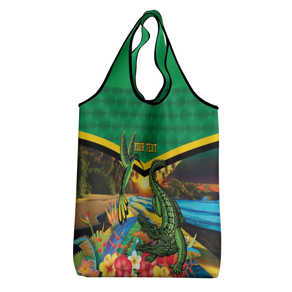 Jamica Hummingbird and Crocodiles Personalized Grocery Bag