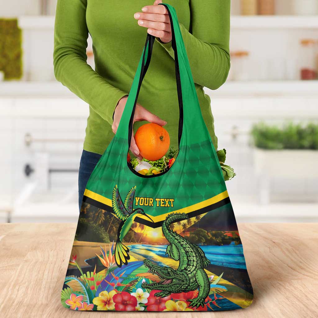 Jamica Hummingbird and Crocodiles Personalized Grocery Bag