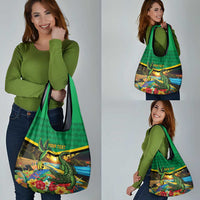 Jamica Hummingbird and Crocodiles Personalized Grocery Bag