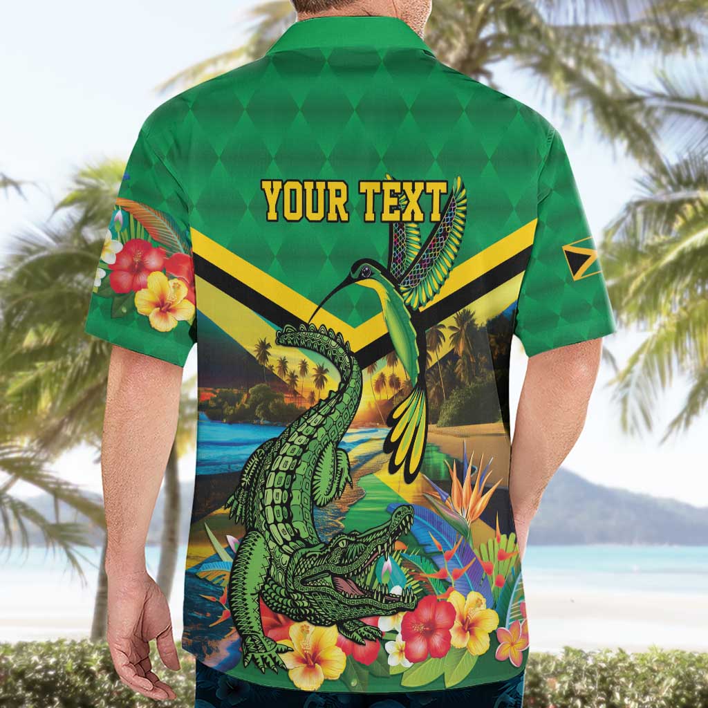 Jamica Hummingbird and Crocodiles Personalized Hawaiian Shirt
