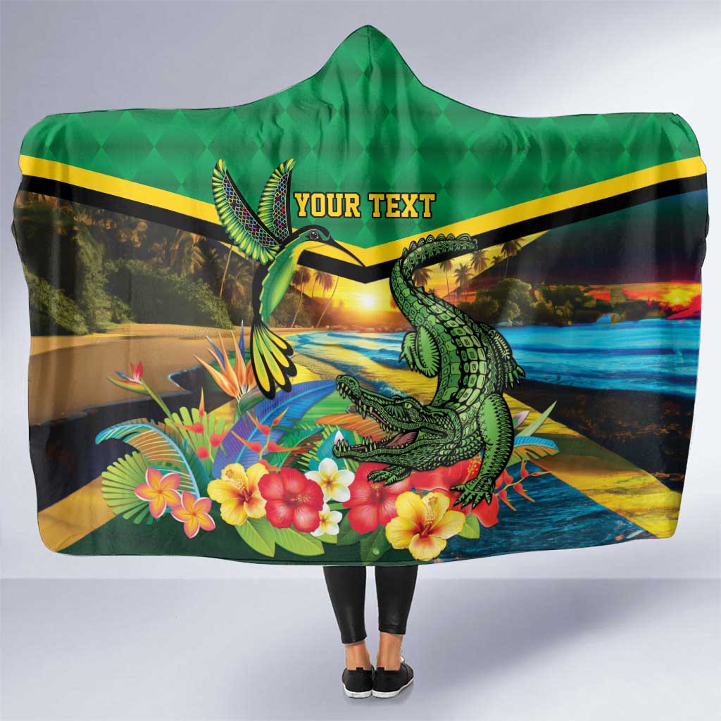 Jamica Hummingbird and Crocodiles Personalized Hooded Blanket
