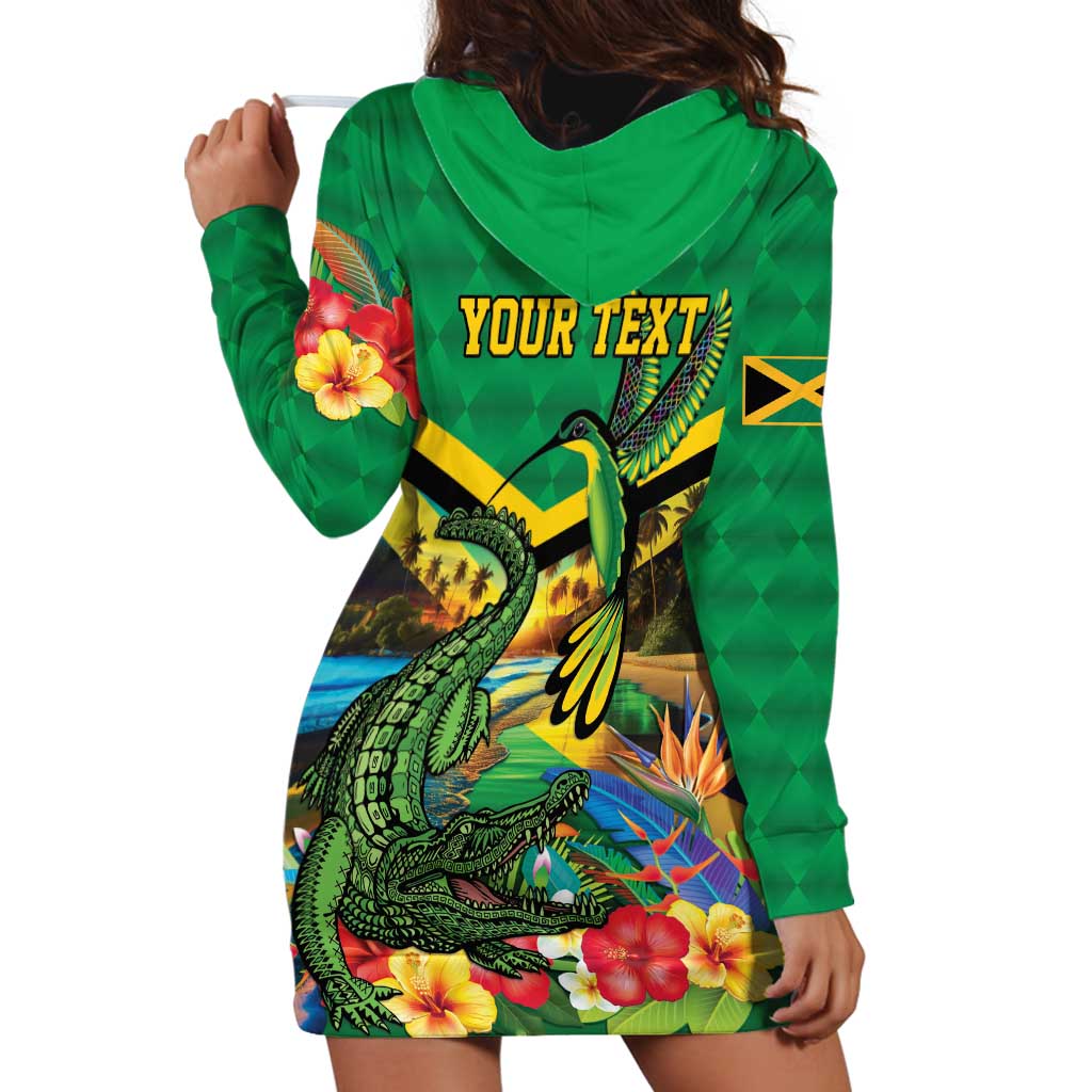 Jamica Hummingbird and Crocodiles Personalized Hoodie Dress