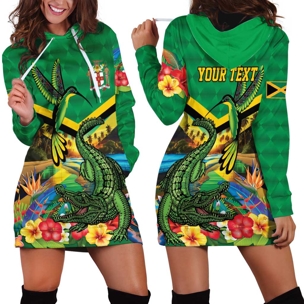 Jamica Hummingbird and Crocodiles Personalized Hoodie Dress