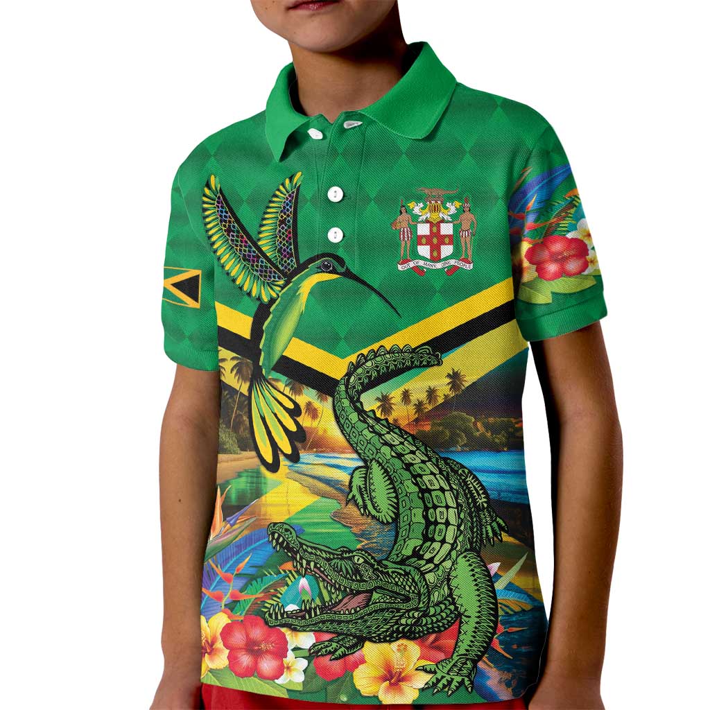 Jamica Hummingbird and Crocodiles Personalized Kid Polo Shirt