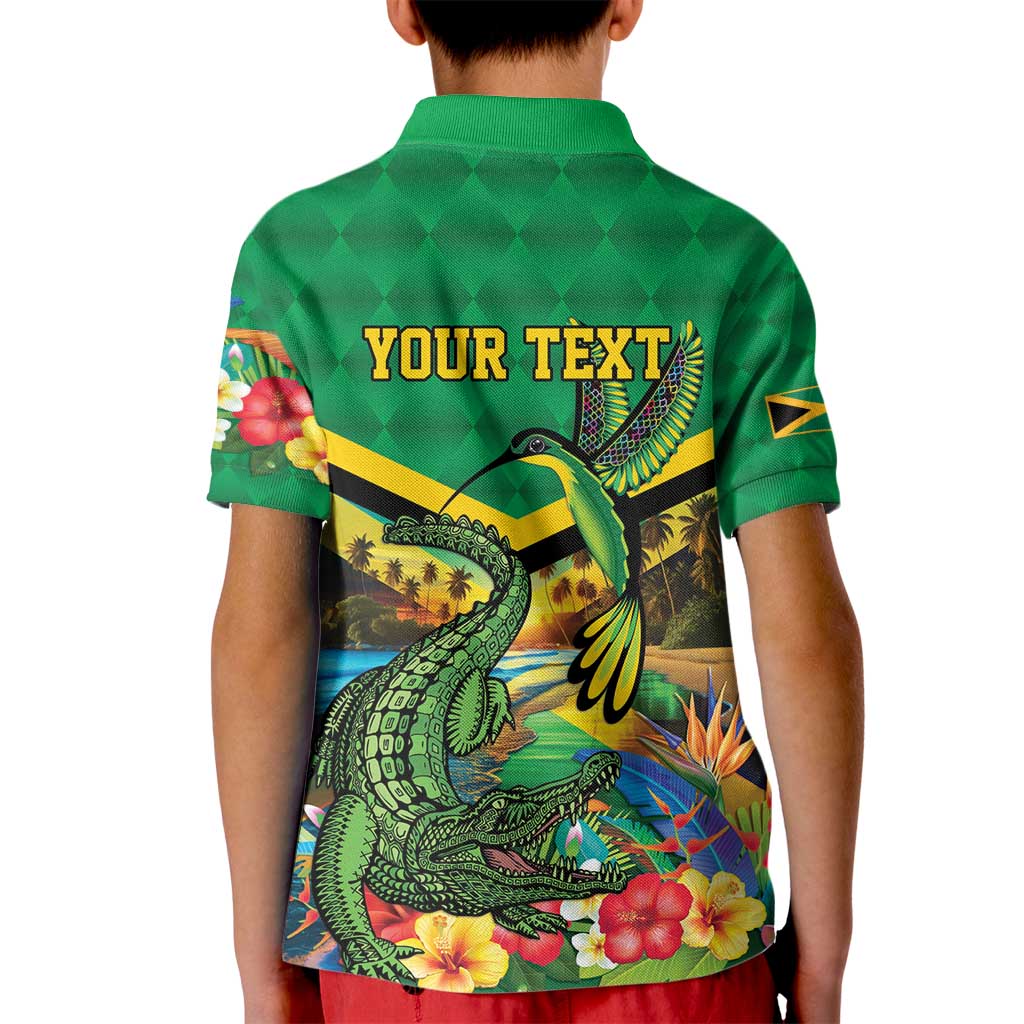 Jamica Hummingbird and Crocodiles Personalized Kid Polo Shirt