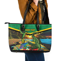 Jamica Hummingbird and Crocodiles Personalized Leather Tote Bag