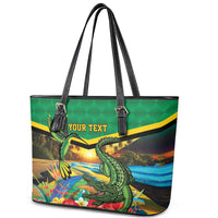 Jamica Hummingbird and Crocodiles Personalized Leather Tote Bag