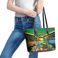 Jamica Hummingbird and Crocodiles Personalized Leather Tote Bag