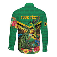 Jamica Hummingbird and Crocodiles Personalized Long Sleeve Button Shirt