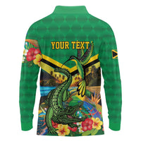 Jamica Hummingbird and Crocodiles Personalized Long Sleeve Polo Shirt