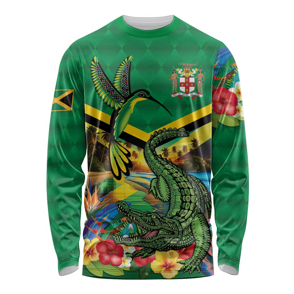 Jamica Hummingbird and Crocodiles Personalized Long Sleeve Shirt