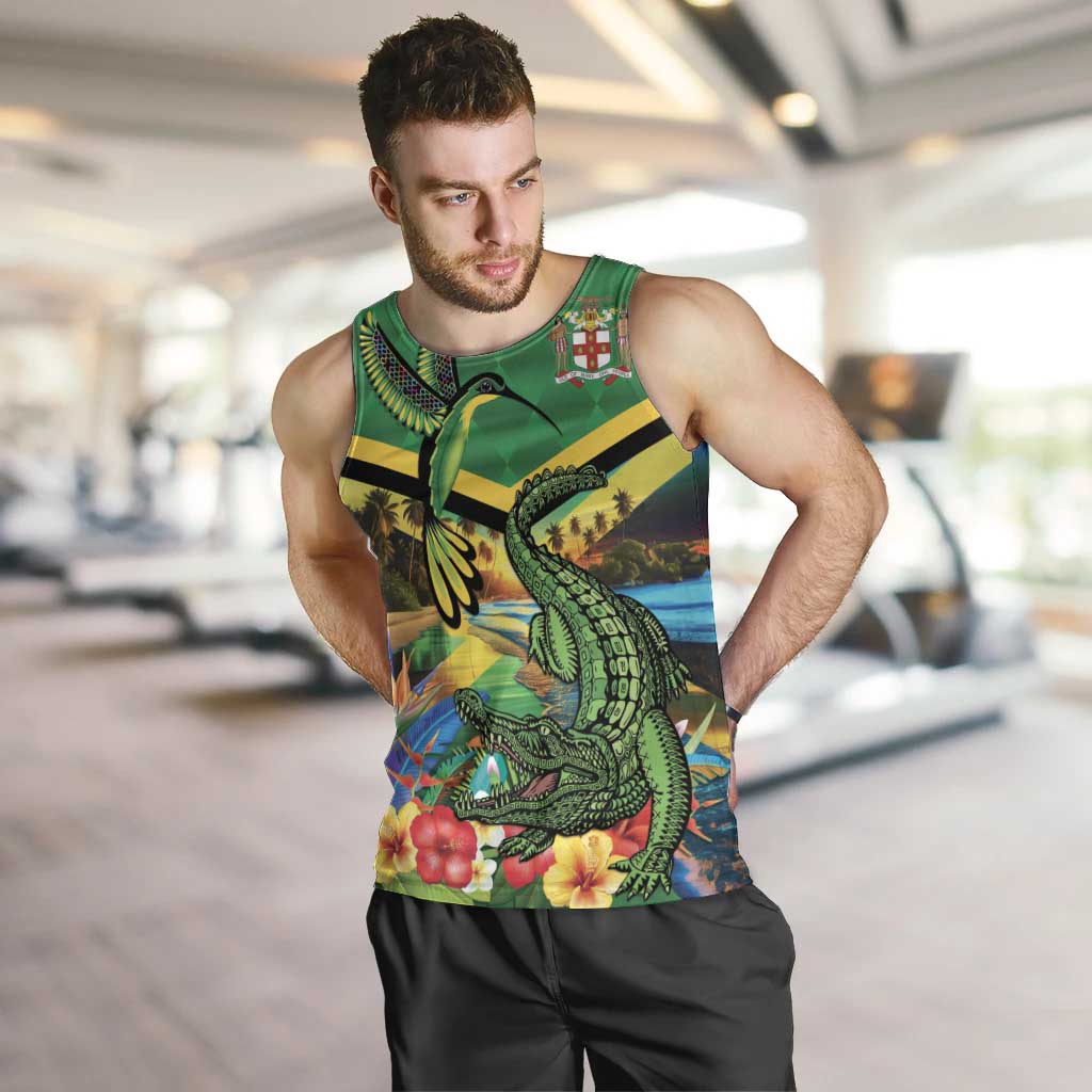 Jamica Hummingbird and Crocodiles Personalized Men Tank Top