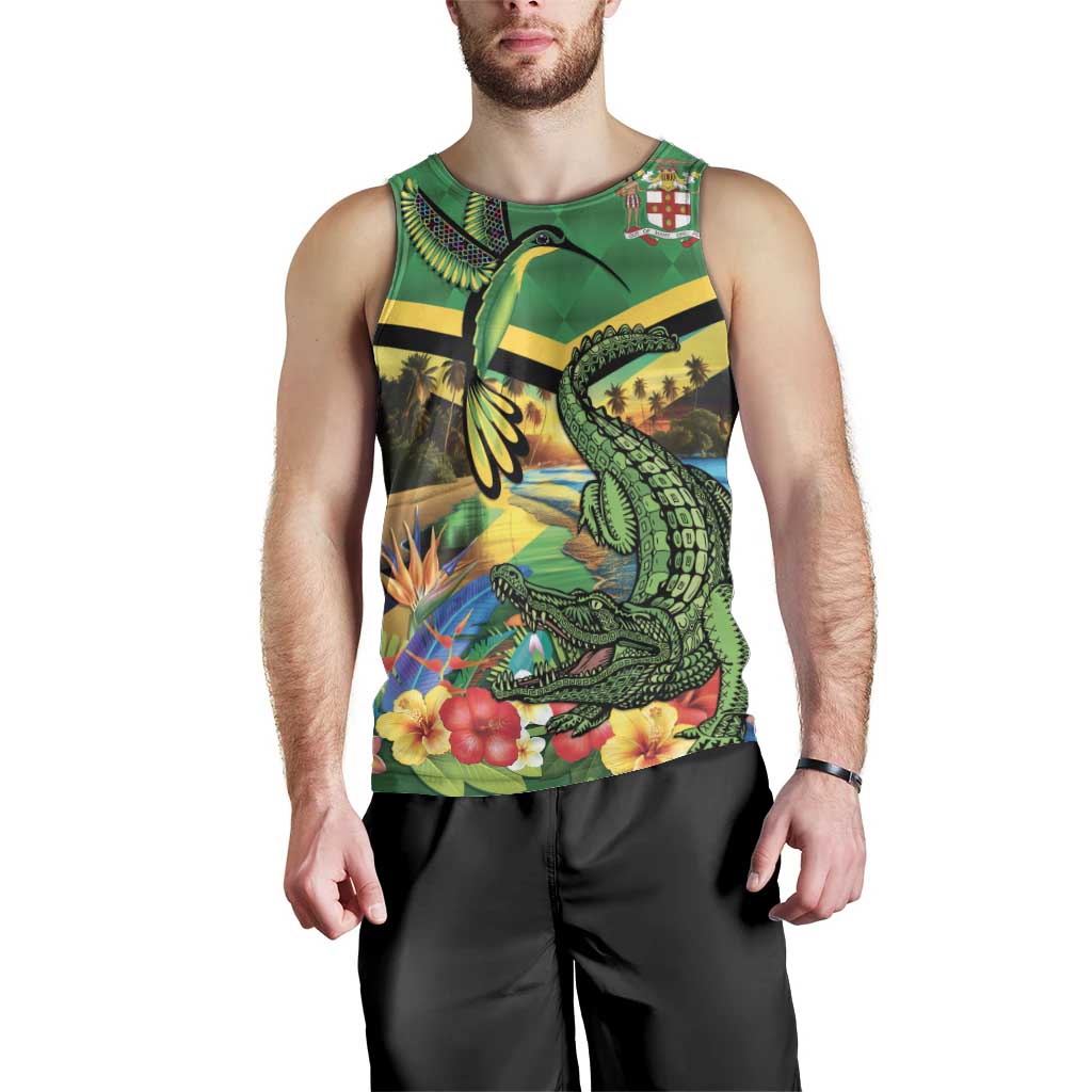 Jamica Hummingbird and Crocodiles Personalized Men Tank Top