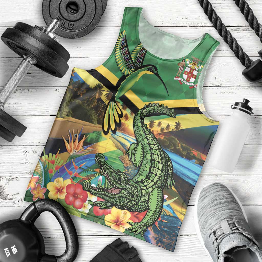 Jamica Hummingbird and Crocodiles Personalized Men Tank Top