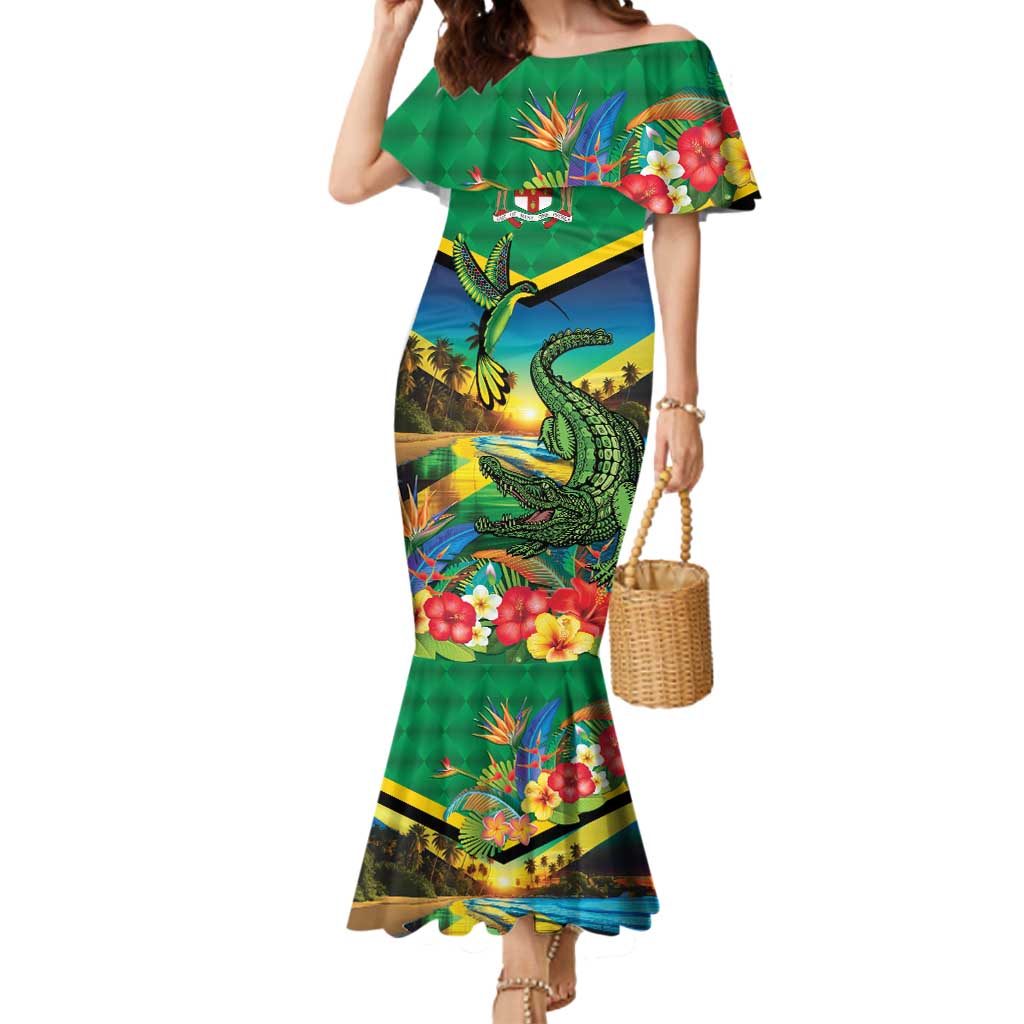 Jamica Hummingbird and Crocodiles Personalized Mermaid Dress