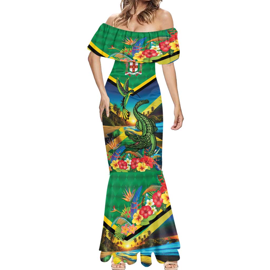 Jamica Hummingbird and Crocodiles Personalized Mermaid Dress