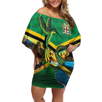 Jamica Hummingbird and Crocodiles Personalized Off Shoulder Short Dress