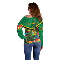 Jamica Hummingbird and Crocodiles Personalized Off Shoulder Sweater