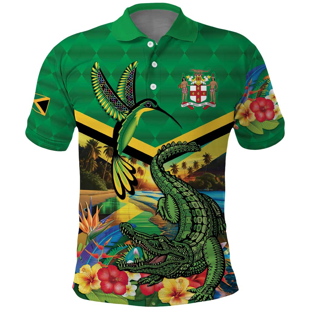 Jamica Hummingbird and Crocodiles Personalized Polo Shirt
