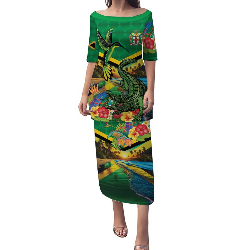 Jamica Hummingbird and Crocodiles Personalized Puletasi