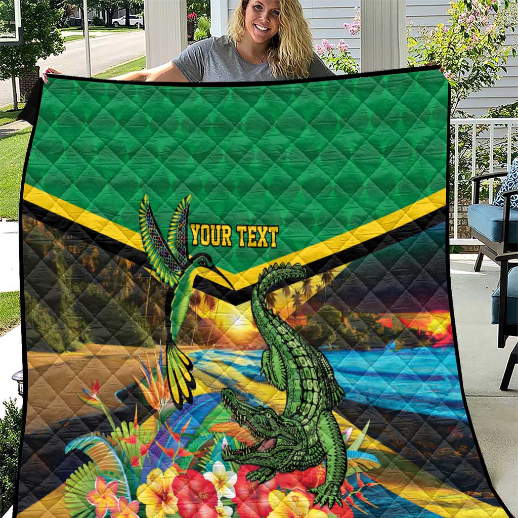 Jamica Hummingbird and Crocodiles Personalized Quilt