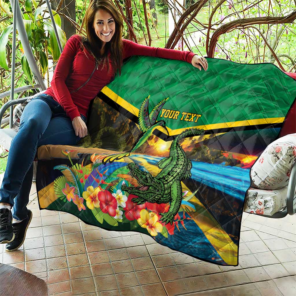 Jamica Hummingbird and Crocodiles Personalized Quilt