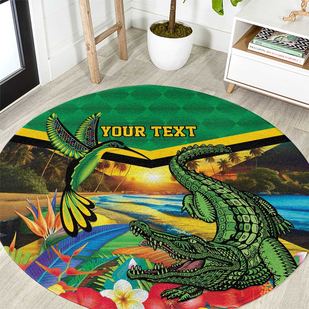 Jamica Hummingbird and Crocodiles Personalized Round Carpet
