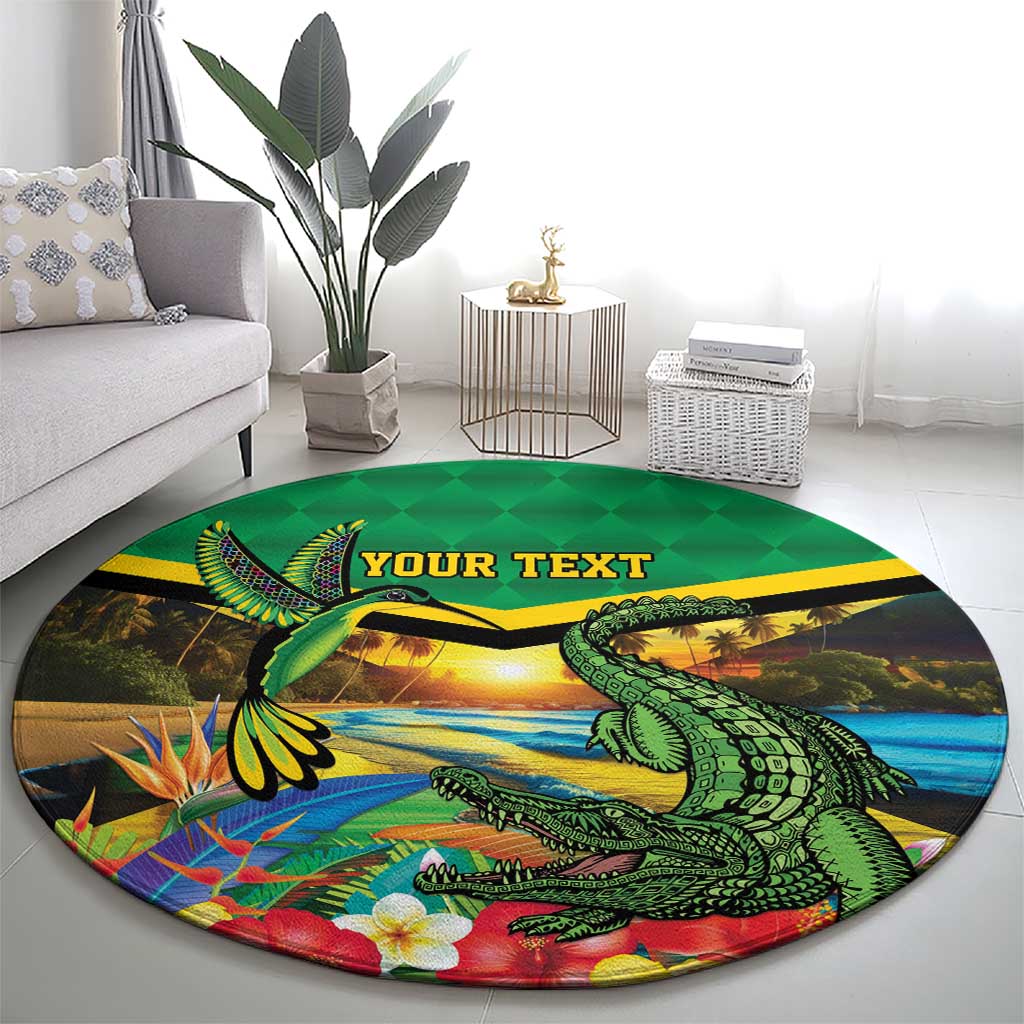 Jamica Hummingbird and Crocodiles Personalized Round Carpet