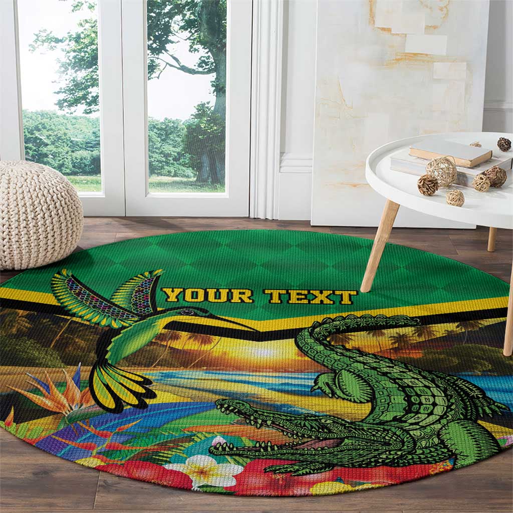 Jamica Hummingbird and Crocodiles Personalized Round Carpet