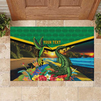 Jamica Hummingbird and Crocodiles Personalized Rubber Doormat