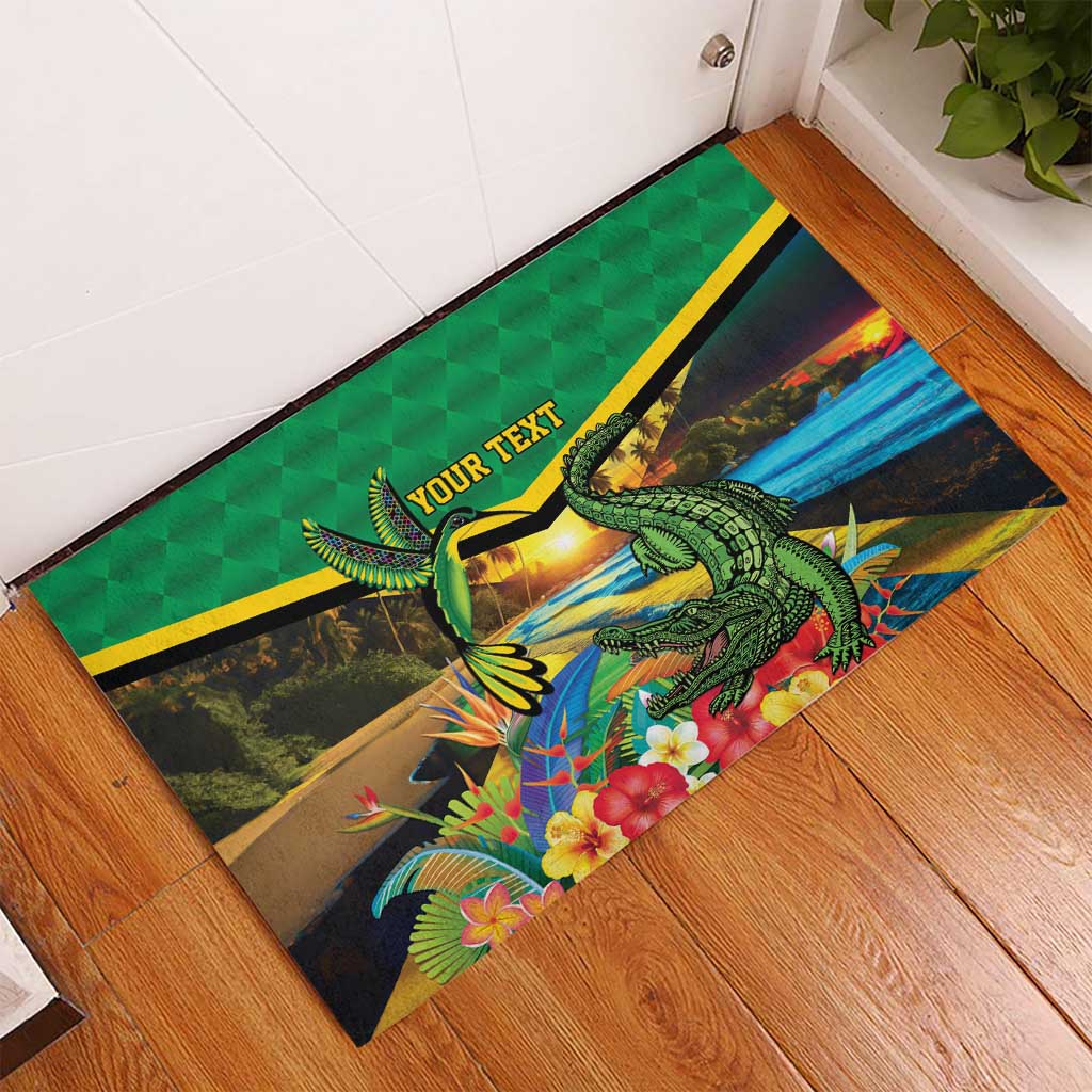Jamica Hummingbird and Crocodiles Personalized Rubber Doormat