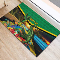 Jamica Hummingbird and Crocodiles Personalized Rubber Doormat