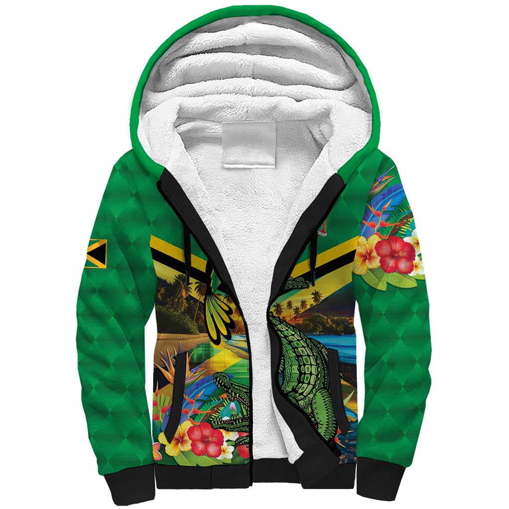 Jamica Hummingbird and Crocodiles Personalized Sherpa Hoodie