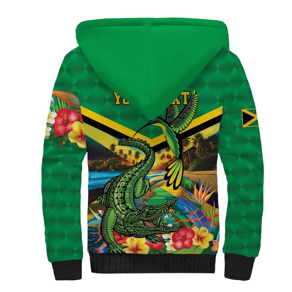 Jamica Hummingbird and Crocodiles Personalized Sherpa Hoodie