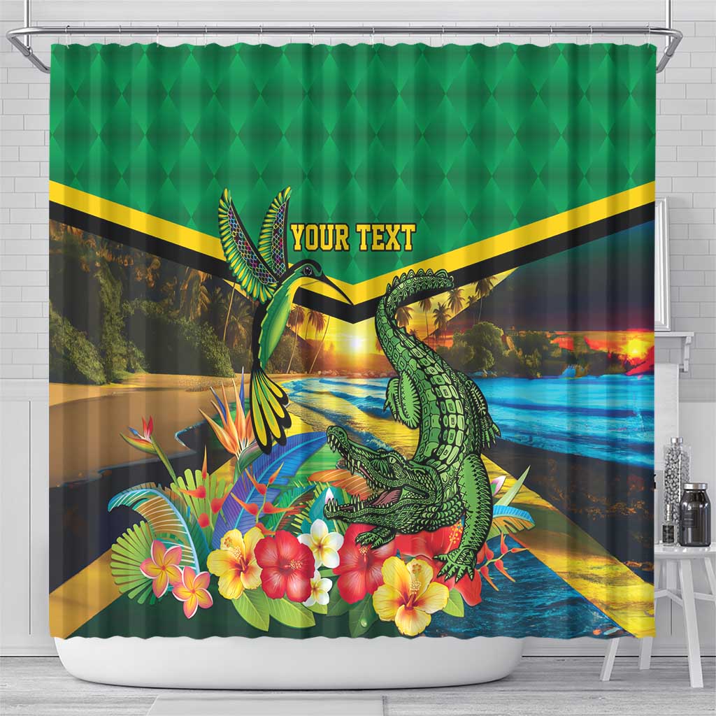 Jamica Hummingbird and Crocodiles Personalized Shower Curtain