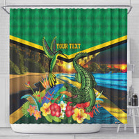Jamica Hummingbird and Crocodiles Personalized Shower Curtain