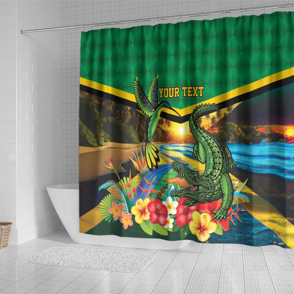 Jamica Hummingbird and Crocodiles Personalized Shower Curtain