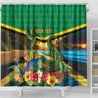 Jamica Hummingbird and Crocodiles Personalized Shower Curtain